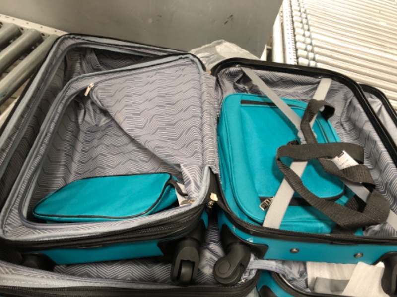 Photo 4 of **NEW/MISSING MIDDLE SIZED HARDCASE**   Travelers Club Sky+ Luggage Set, Teal, 5 Piece Teal 5 Piece Set