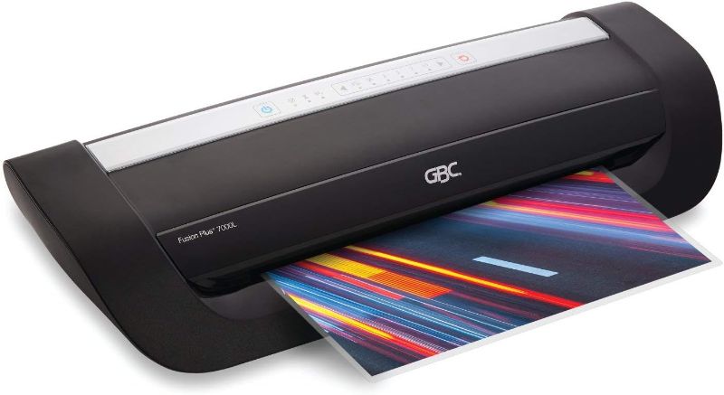 Photo 1 of GBC Fusion 7000L Thermal Laminator, 12" Maximum Width, 1 Minute Warm-Up, 3-10 Mil, with 50 EZUse Laminating Pouches, School Lamination (1703098F), Black
