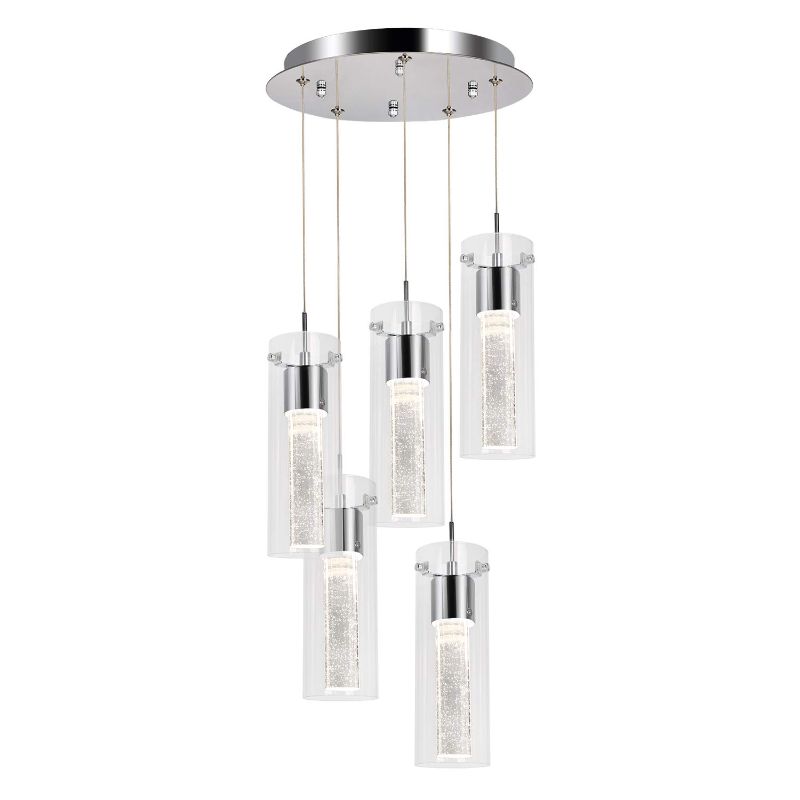 Photo 1 of YUYUE 3/5/9-Light Modern Pendant Lights Stairwell Lighting Chandelier Pendant Light Fixture Black Glass Pendant Lighting for Kitchen Island Hanging Pendant Light Fixtures, Clear Glass (5 Light)