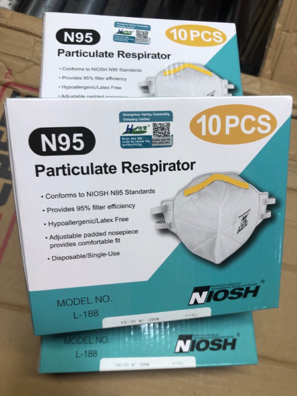 Photo 2 of (4 pack) N95 Mask NIOSH Approved, 10-Pack Breathable N95 Particulate Respirator,