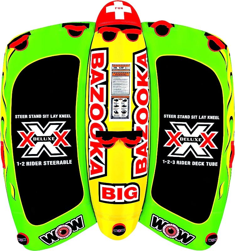 Photo 1 of **MISSING PLUGS**  Wow Sports Big Bazooka Towable DeckTube for Boating 1 2 3 or 4 Person
