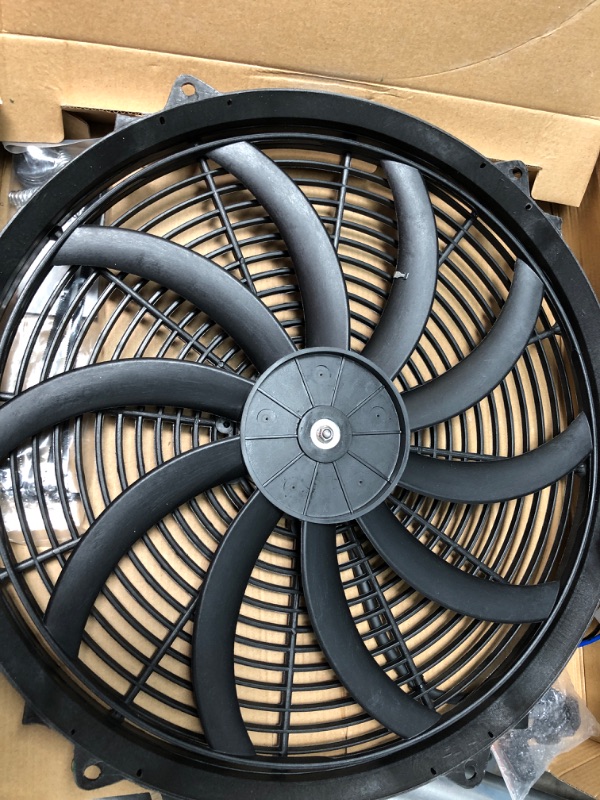 Photo 1 of 16" inch Universal Slim Fan Push Pull Electric Radiator Cooling 12V Mount Kit Black 16 Inch