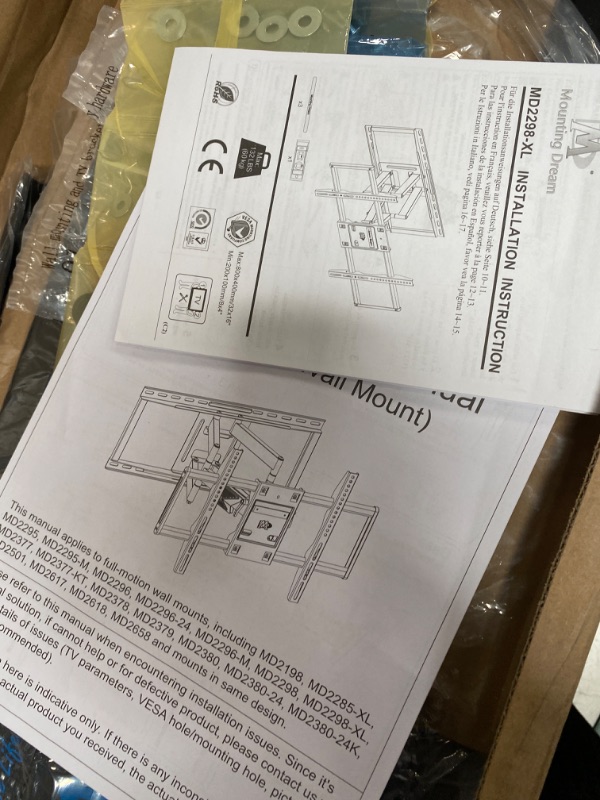 Photo 4 of Mounting Dream TV Wall Mount TV Bracket for Most 42-90 Inch TV, UL Listed Full Motion TV Mount with Articulating Arms, Max VESA 800x400mm 132 lbs. Loading, Fits 16", 18", 24" Studs MD2298-XL