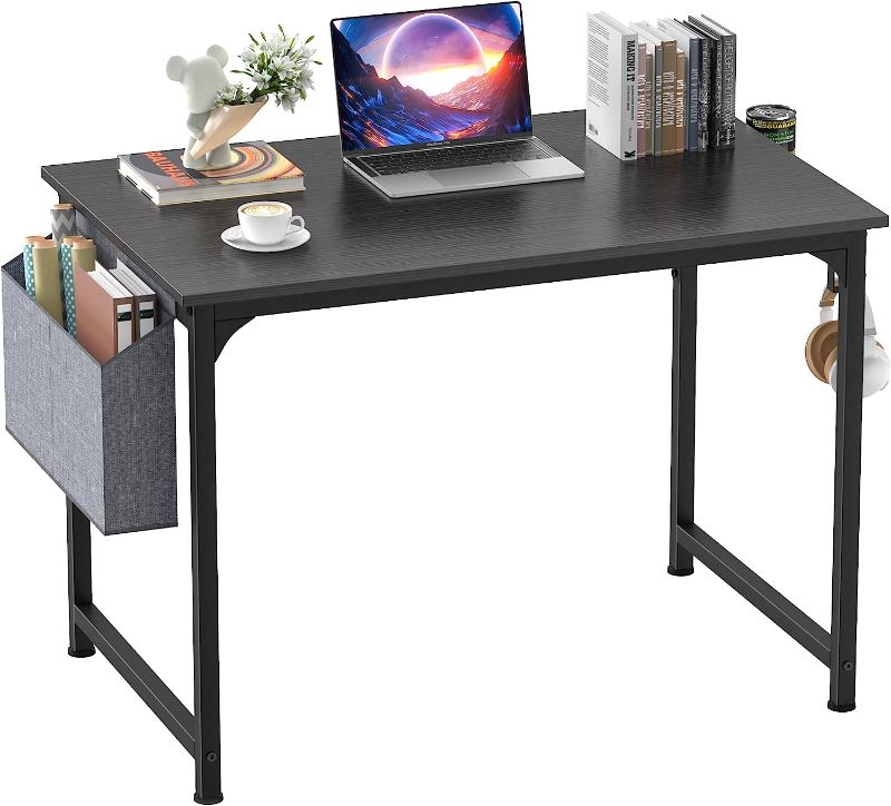 Photo 1 of 
Mr IRONSTONE Computer Desk 31" Small Home Office Desk, Writing Desk, Study Table with Storage Bag, Cup Holder and Headphone Hook (Stylish Black)
Color:Black
Size:31"
