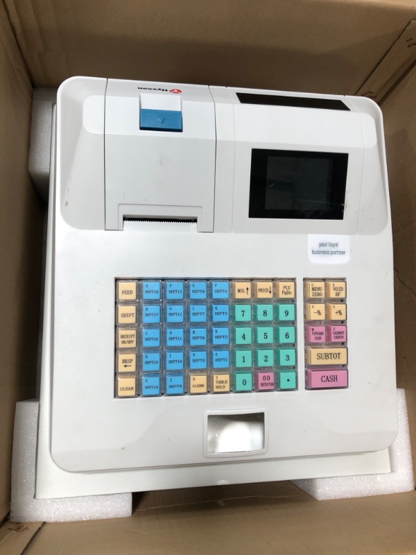 Photo 2 of *different color than stock photo* Cash Register with Cash Drawer, HysoonCash Register for Small Businesses with Barcode Scanner and Auto Print Receipt, Electronic Cash Registers with Dual Display for Customer and Sales
