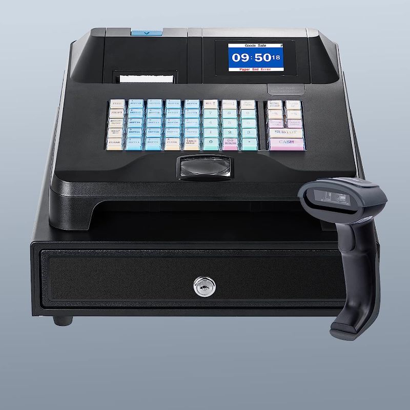 Photo 1 of *different color than stock photo* Cash Register with Cash Drawer, HysoonCash Register for Small Businesses with Barcode Scanner and Auto Print Receipt, Electronic Cash Registers with Dual Display for Customer and Sales
