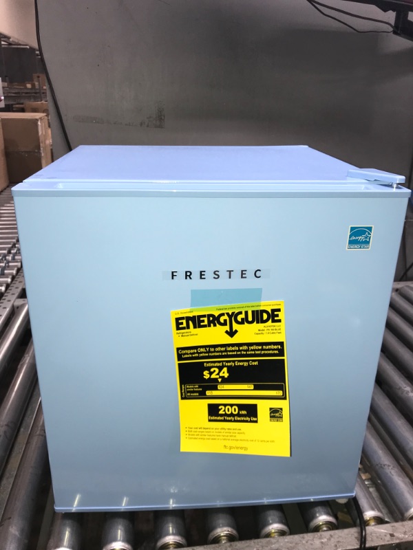 Photo 4 of *SLIGHTLY GETS COLD** Frestec 1.6 Cu' Mini Refrigerator, Small Refrigerator, Mini Fridge with Freezer, Compact Refrigerator, Blue (FR 160 BLUE)