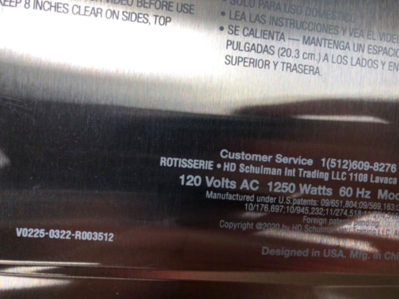 Photo 2 of **glass door needs to be placed onto oven***
Ronco Showtime Large Capacity Rotisserie & BBQ Oven Modern Edition, Simple Switch Controls, Silicone Door Tie, Perfect Preset Rotation Speed, Self-Basting, Auto Shutoff, Includes Multipurpose Basket
