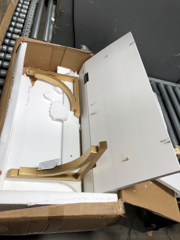 Photo 1 of **panel needs to be reattached to frame***
Kate and Laurel Corblynd Wood Wall Mounted Desk, 30x16x16, White/Gold