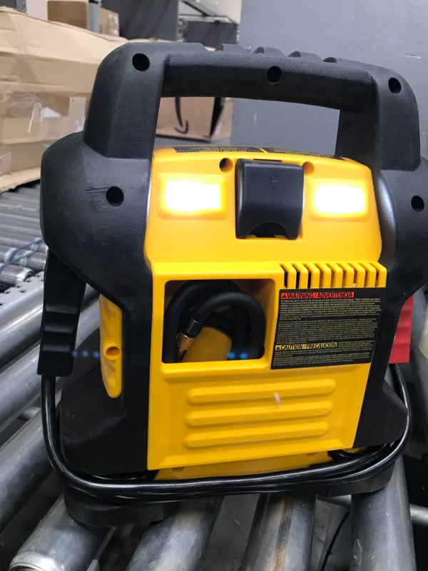 Photo 3 of DEWALT DXAEJ14 Digital Portable Power Station Jump Starter: 1400 Peak/700 Instant Amps, 120 PSI Digital Air Compressor, 3.1A USB Ports, Battery Clamps , Yellow