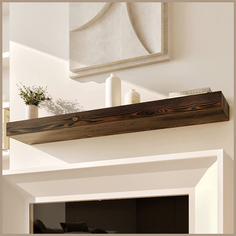 Photo 1 of Avana Fireplace Floating Mantel - Wood Mantels for Fireplace - Farmhouse Mantles for Over Fireplace - Handcrafted Wood Fireplace Mantle Mount - Fireplace Mantel 72 Inches x 8 x 5 - Espresso Finish
