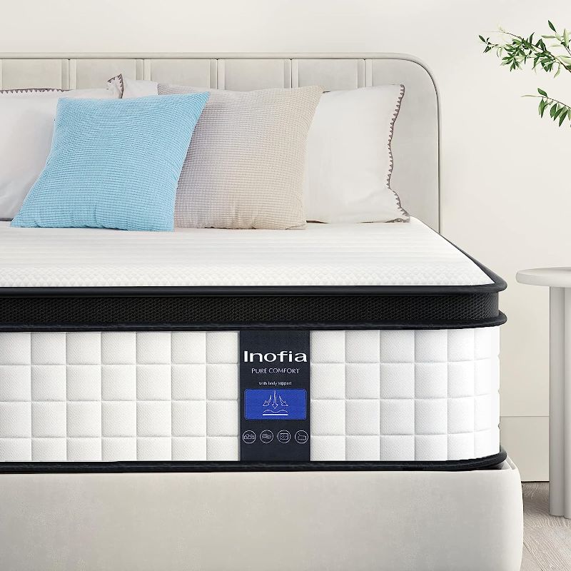 Photo 1 of Inofia Full Size Mattress 10 Inch, Hybrid Full Mattress in a Box, Breathable Comfortable Mattress, Supportive & Pressure Relief, Full,101-Night Trial, 10 Year Support
