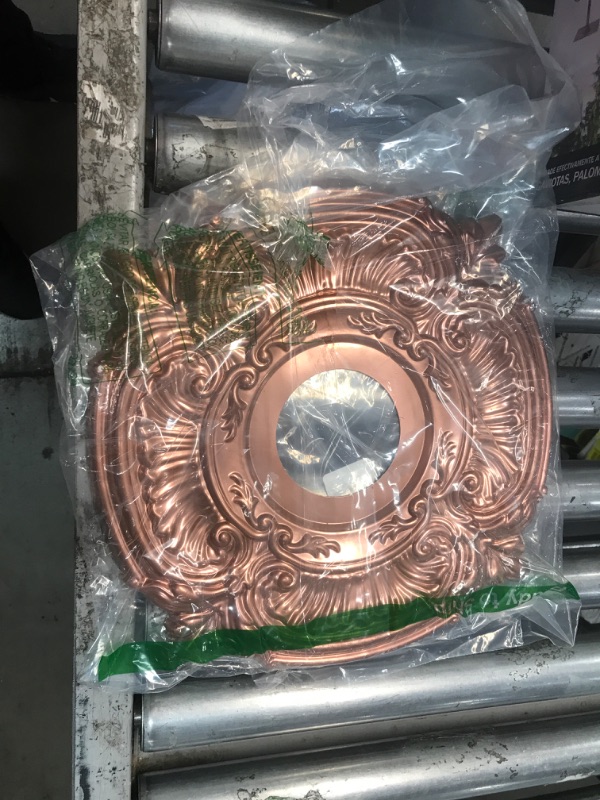 Photo 2 of (Damage) Ekena Millwork CMP16ATBCO Attica Thermoformed PVC Ceiling Medallion (Fits Canopies up to 5 5/8"), 16"OD x 3 1/2"ID x 1"P, Bright Coat Copper