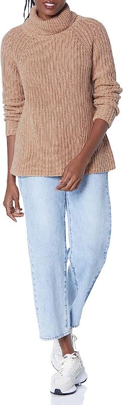 Photo 1 of Goodthreads Women's Cotton Shaker Stitch Turtleneck Sweater (x-small light grey )