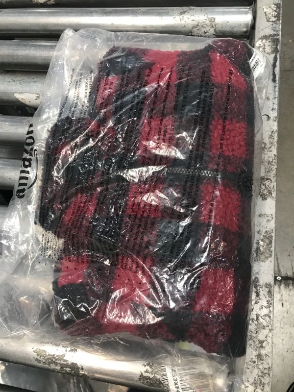 Photo 1 of Amazon Essentials Boys and Toddlers' Polar Fleece Lined Sherpa Quarter-Zip Jacket X-Small Red, Exploded Buffalo Check