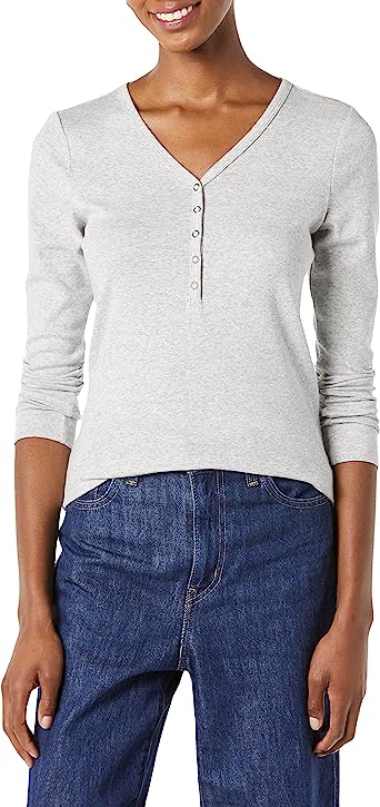 Photo 1 of Amazon Essentials Women's Maternity Nursing Slim-Fit Henley Shirt light grey XS