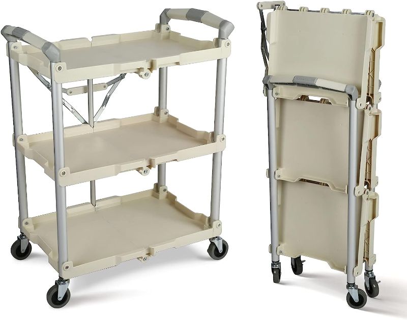 Photo 1 of Olympia Tools Pack N Roll Collapsible Service Cart, 150LB Capacity, 3-Tiered, Gray,White,89-351
PEACH NOT WHITE!!!!!!!!!
