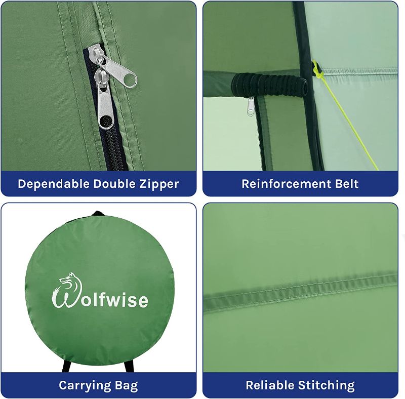 Photo 2 of WolfWise Portable Pop Up Privacy Shower Tent Spacious Changing Room for Camping Hiking Beach Toilet Shower Bathroom Green
