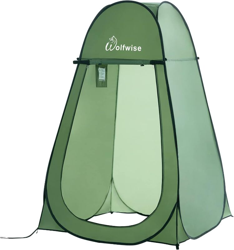 Photo 1 of WolfWise Portable Pop Up Privacy Shower Tent Spacious Changing Room for Camping Hiking Beach Toilet Shower Bathroom Green
