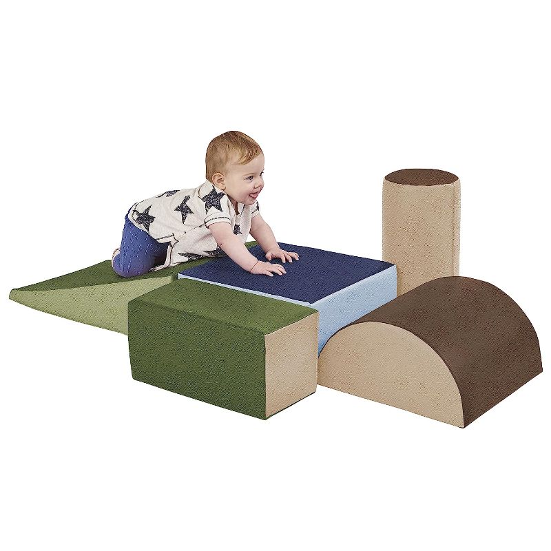 Photo 1 of ECR4Kids SoftZone Climb and Crawl Playset, Building Blocks, Earthtone, 5-Piece