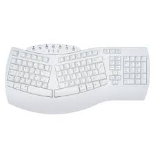 Photo 1 of Perixx PERIBOARD-612W Large Ergonomic Wireless Keyboard, 2.4Ghz Connection and Bluetooth 4.0 for Windows and Mac - White, AZERTY
