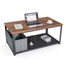 Photo 1 of TABLE COSMETIC DAMAGES; MISSING HARDWARE**CubiCubi 40.8" x 22.8" Coffee Table with Moveable Storage Box for Living Room, Wood Look Accent Furniture with Metal Frame, Easy Assembly, Deep Brown
