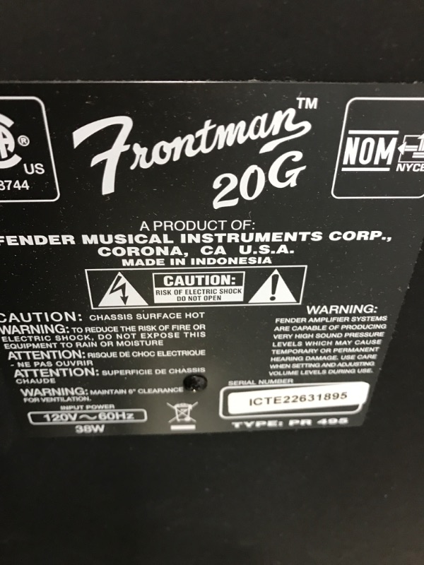 Photo 3 of **See Notes**
Fender Frontman 20G Guitar Amplifier