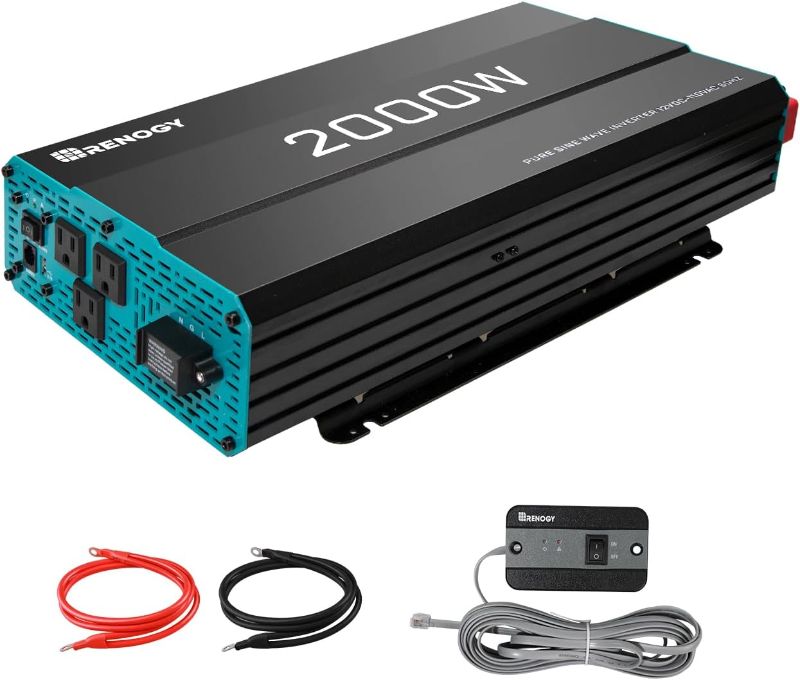 Photo 1 of ***PARTS ONLY*** Renogy 2000W Pure Sine Wave Inverter 12V DC to 120V AC Converter for Home, RV, Truck, Off-Grid Solar Power Inverter 12V to 110V with Built-in 5V/2.1A USB / Hardwire Port, Remote Controller
