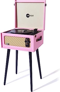 Photo 1 of PEACH- Arkrocket 3-Speed Bluetooth Record Player Retro Turntable with Built-in Speakers and Removable Legs (Orange)