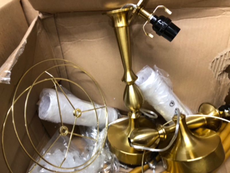 Photo 1 of 2 piece gold lamp set 
