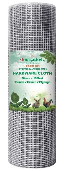 Photo 1 of Amagabeli Hardware Cloth 1/2 inch 36inch x 100ft 19 Gauge Galvanized Welded Wire Metal Mesh Roll Rabbit Fencing Snake Fence for Chicken Run Critters Gopher Racoons Opossum Rehab Cage JW006
