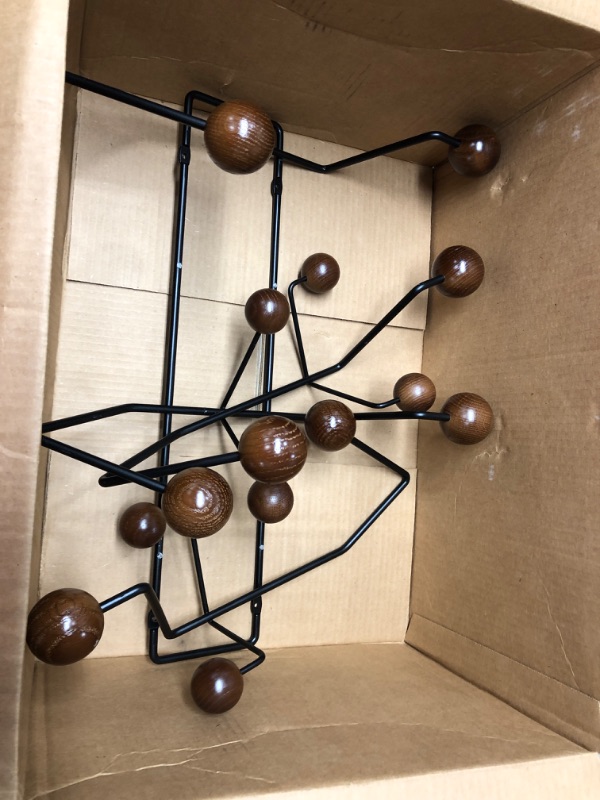 Photo 2 of (Major  damage )SHISEDECO Classic Hang it All Coat Rack, Mid Century Modern Wall Mounted Coat Hooks with Painted Solid Wooden Walnut Balls Wood Color Coat Hanger (Dark Walnut)