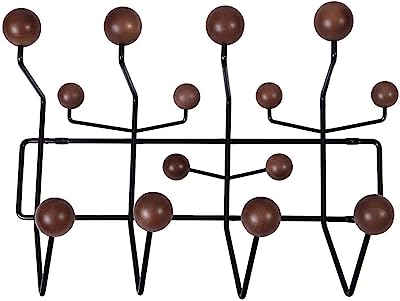 Photo 1 of (Major  damage )SHISEDECO Classic Hang it All Coat Rack, Mid Century Modern Wall Mounted Coat Hooks with Painted Solid Wooden Walnut Balls Wood Color Coat Hanger (Dark Walnut)