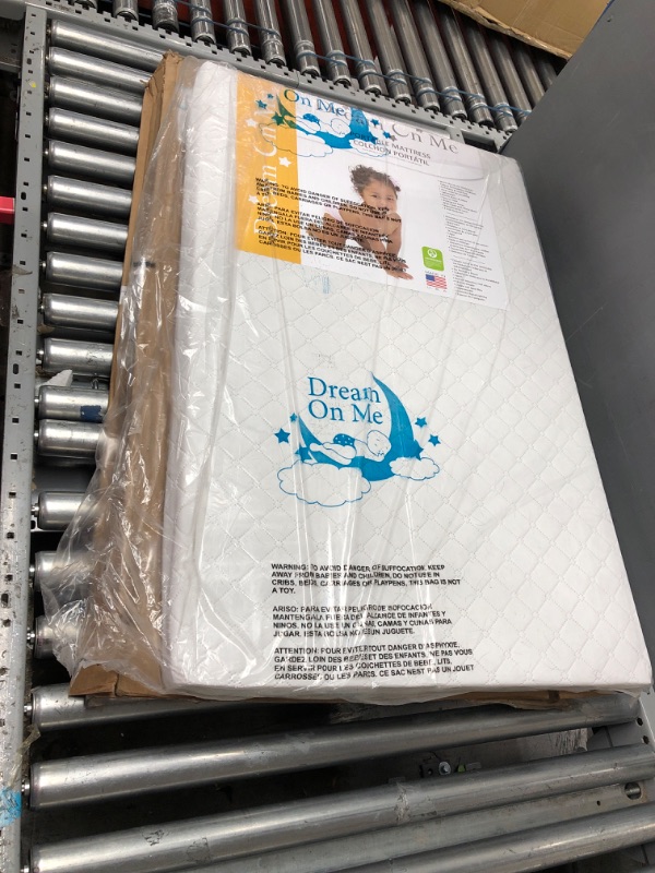 Photo 2 of Dream On Me Holly 3” Fiber Portable, Greenguard Gold Certified, Waterproof Vinyl Cover, Lightweight Mini Crib Mattress, White