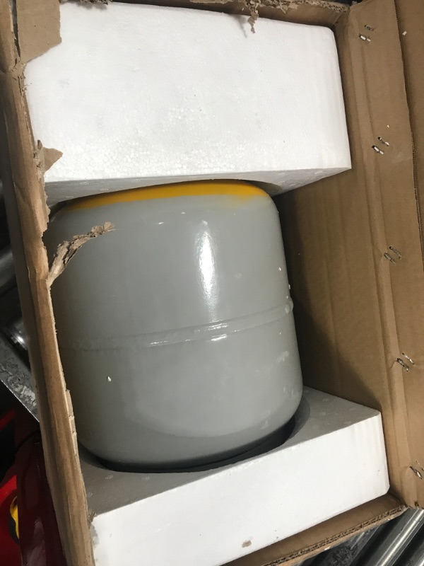 Photo 2 of GCCSJ Refrigerant Recovery Tank with Double Valve Collar Design Reusable Save Valve and 1/4 SAE Y Valve Gray Yellow 30 LB Capacity