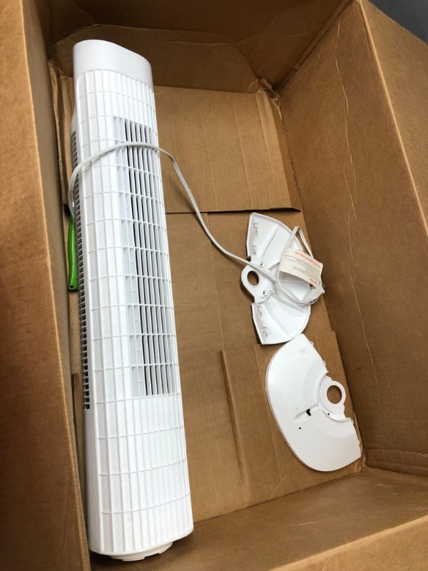 Photo 1 of (Missing parts)MEPTY Tower Fan with Remote, 31 Inch Bladeless Fans for Bedroom, Floor Fan with 90° Oscillation, 3 Modes & Speeds, Smart Timer, Portable Standing Fan for Home, Office (White)