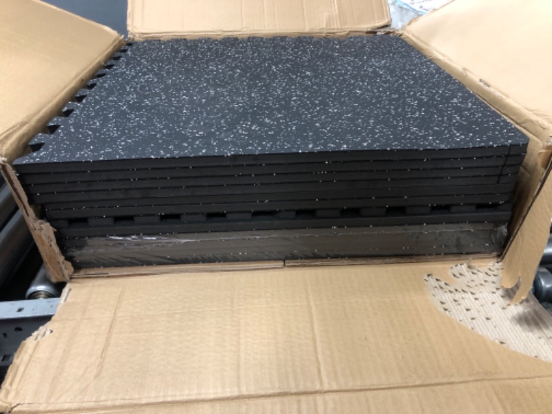 Photo 1 of 1/2" Thick 48 Sq Ft Rubber Top High Density EVA Foam Exercise Gym Mats 12 Pcs - Interlocking Puzzle Floor Tiles for Home Gym Heavy Workout Equipment Flooring - 24 x 24in Tile