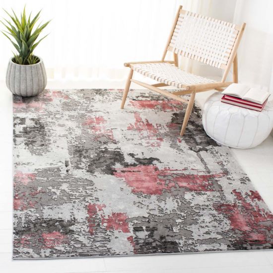 Photo 1 of 2' x 6 ' Area Runner Rug Safavieh Craft Rug Collection CFT820U - Grey / Pink
