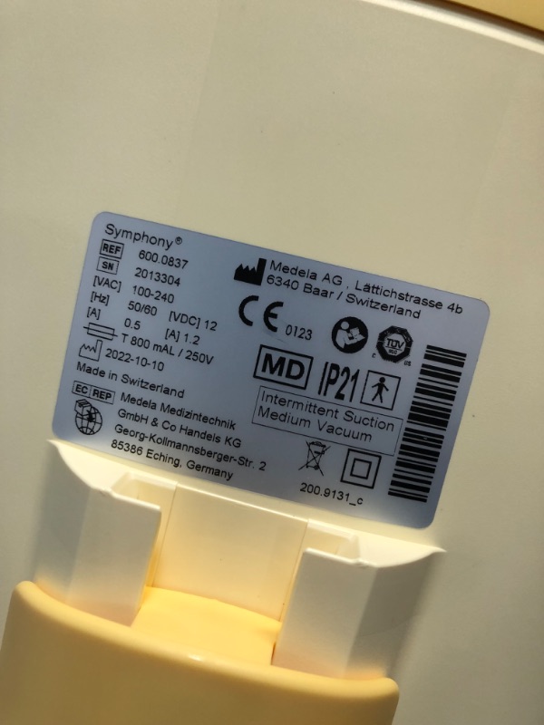 Photo 4 of ***NON-FUNCTIONAL*** Medela Symphony Plus Breast Pump, Hospital Grade Breastpump, Single or Double Electric Pumping, with Initiate and Maintain Programs for Breastfeeding Support or Exclusive Pumping