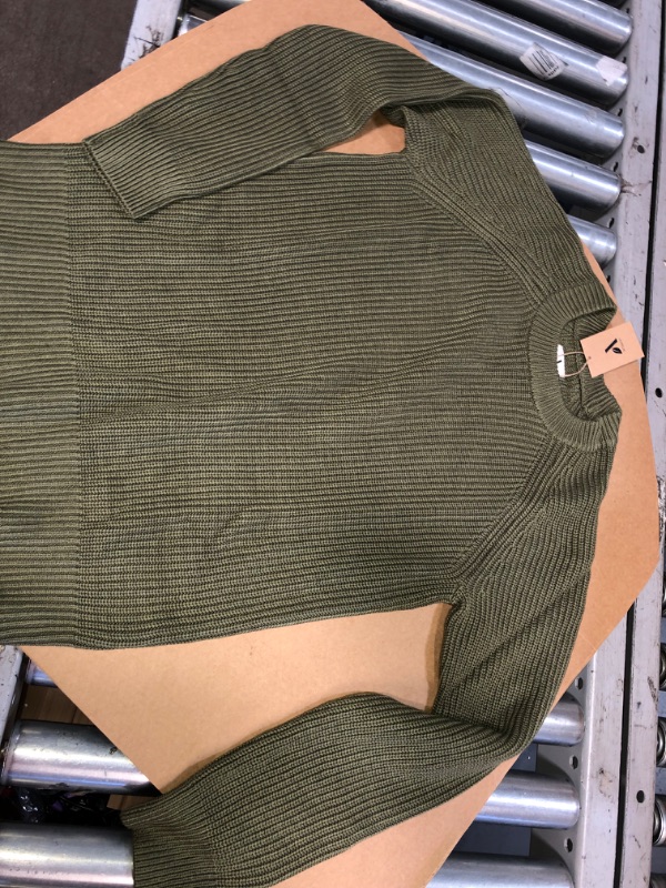 Photo 2 of Amazon Aware Women's Rib Crewneck Sweater Medium Sage Green