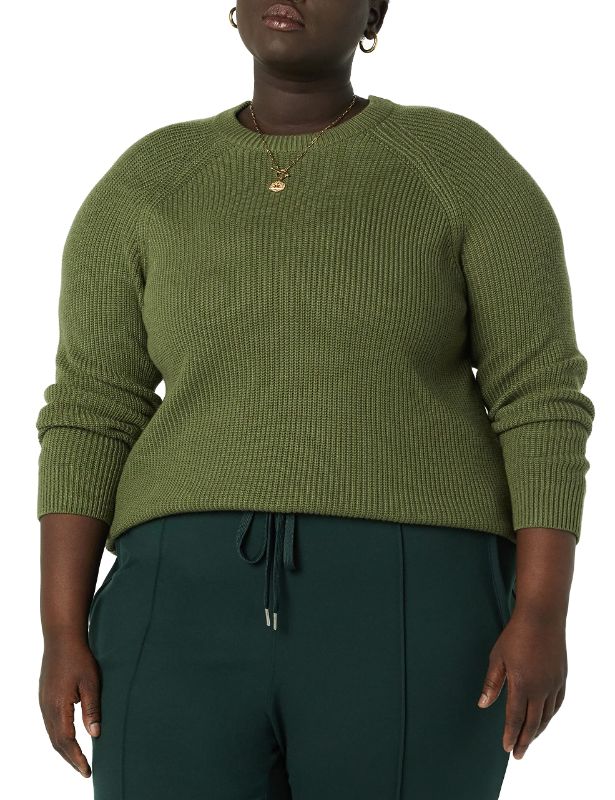 Photo 1 of Amazon Aware Women's Rib Crewneck Sweater Medium Sage Green