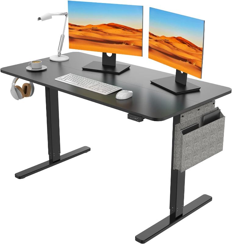 Photo 1 of SMUG Adjustable Height Electric, Home Office Computer Black, 48 x 24 Inch Ergonomic Sit Stand Desk for Work, 48 inch
