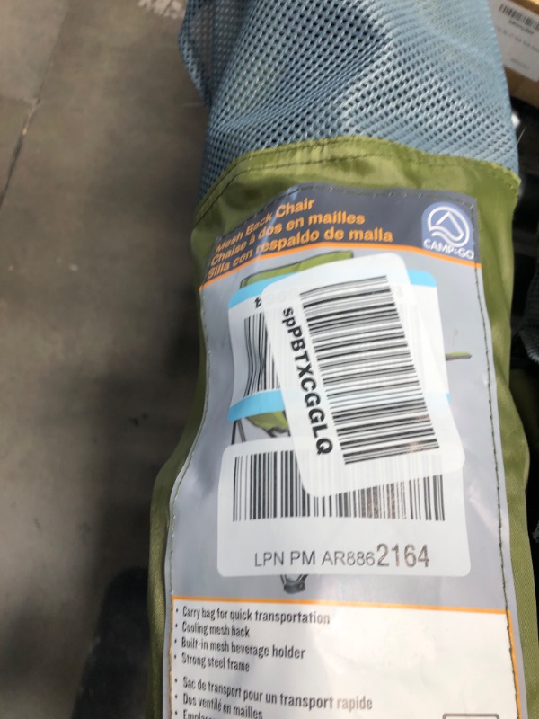 Photo 1 of CAMP&GO Portable Folding Mesh Back Quad Camping Cup Holders and Carrying Bag Chair, 34" W x 30" D x 36" H, Moss