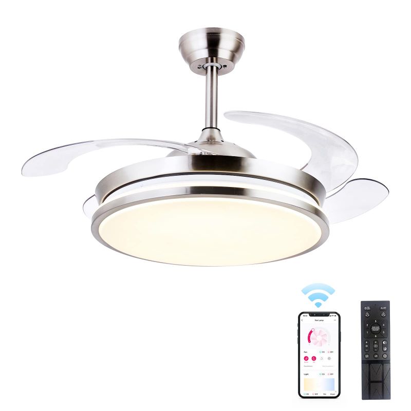 Photo 1 of **SEE NOTES**
STERREN Retractable Ceiling Fans with Lights,42 Inch Modern Low Profile Bladeless LED Ceiling Fan Lights