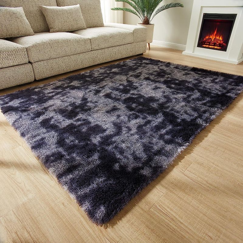 Photo 1 of 5'X7' Tie-Dyed Fuzzy Indoor Faux Fur Rugs for Living Room Bedroom Nursery Decor Furry Carpet Kids Playroom Shag Area Rug 