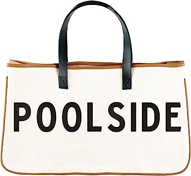 Photo 1 of Santa Barbara Design Studio Tote Bag Hold Everything Collection Black and White 100% Cotton Canvas with Genuine Leather Handles, Large, Poolside
