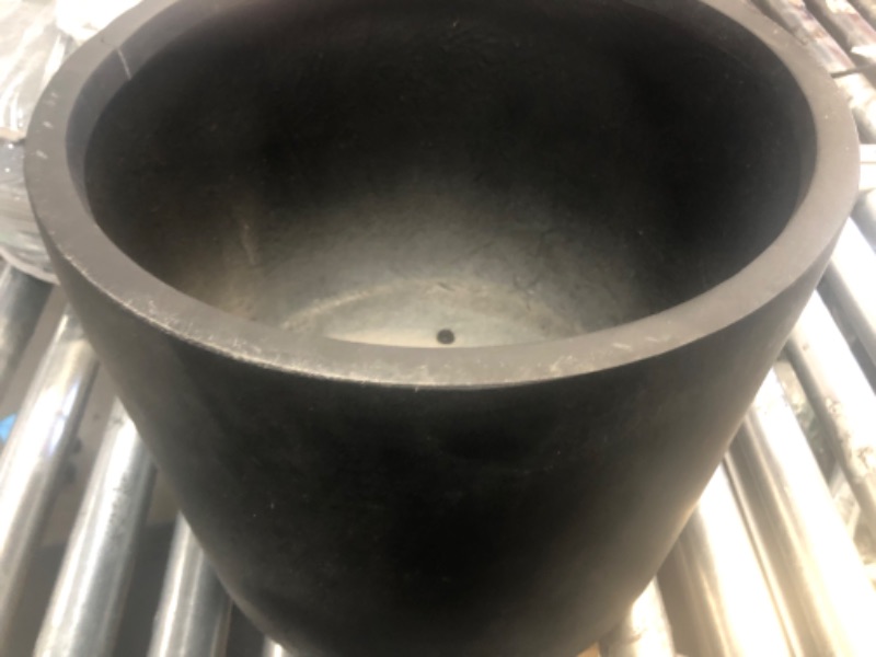 Photo 2 of 16.5 ROUND BLACK PLANTER POT 