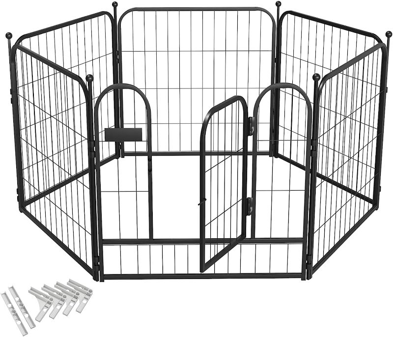 Photo 1 of  Dog Playpen 24-Inch Portable Dog Fence Metal Puppy Play Pen for Indoors Outdoor Garden RV Camping (6 Panel)
