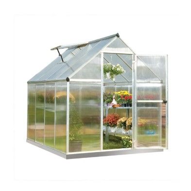 Photo 1 of *INCOMPLETE BOX 1 OF?* Palram - Canopia Mythos 6' x 8' Polycarbonate/Aluminum Walk-In Greenhouse – Silver - with Roof Vent
