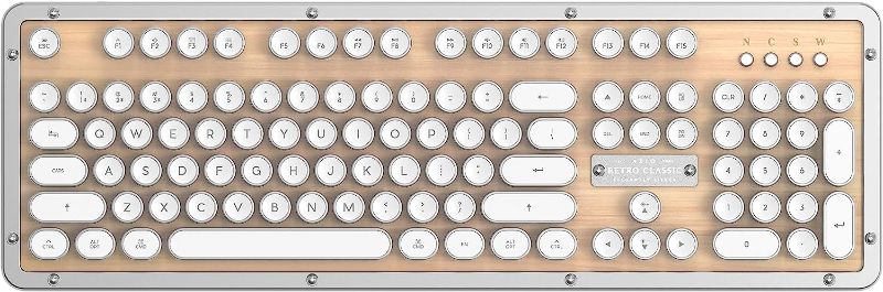 Photo 1 of Azio Retro Classic Bluetooth (Maple) - Wireless/USB Wired Maple Wood Vintage Backlit Mechanical Keyboard for PC/Mac (MK-RETRO-BT-W-02-US)
